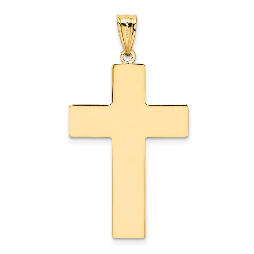 14K Yellow Gold Hollow Cross Pendant 35x21mm, view 3 of 4