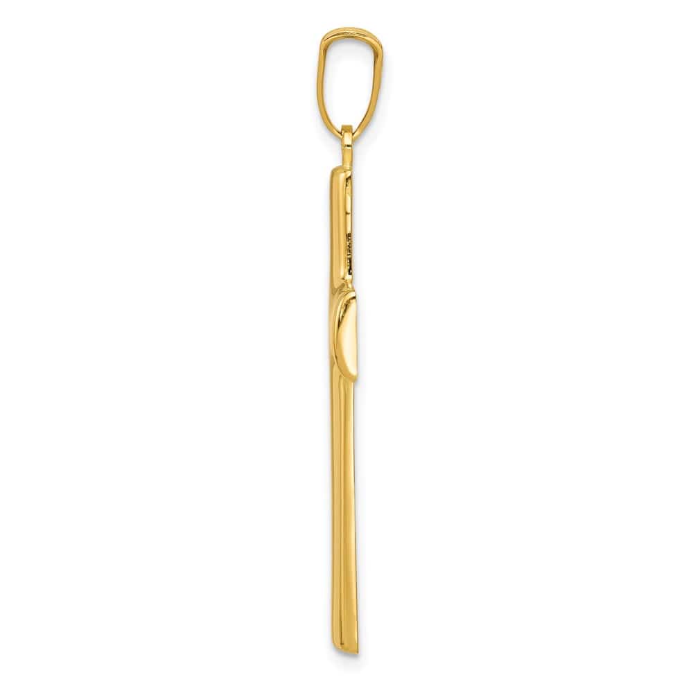 14K Yellow Gold Hollow Cross Pendant 35x21mm, view 2 of 4