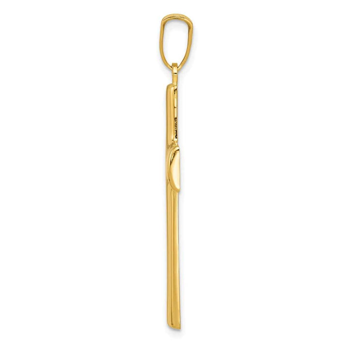 14K Yellow Gold Hollow Cross Pendant 35x21mm, view 2 of 4