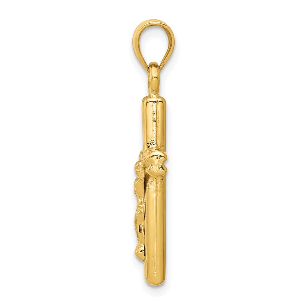 14K Yellow Gold Hollow Crucifix Pendant 23x14mm, view 2 of 4