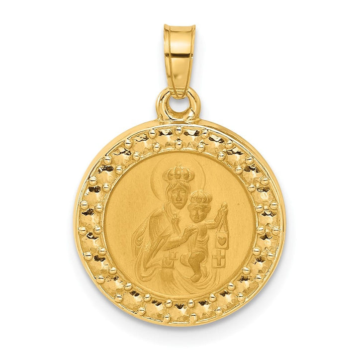 14K Yellow Gold Hollow Our Lady of Mt. Carmel Round Medal