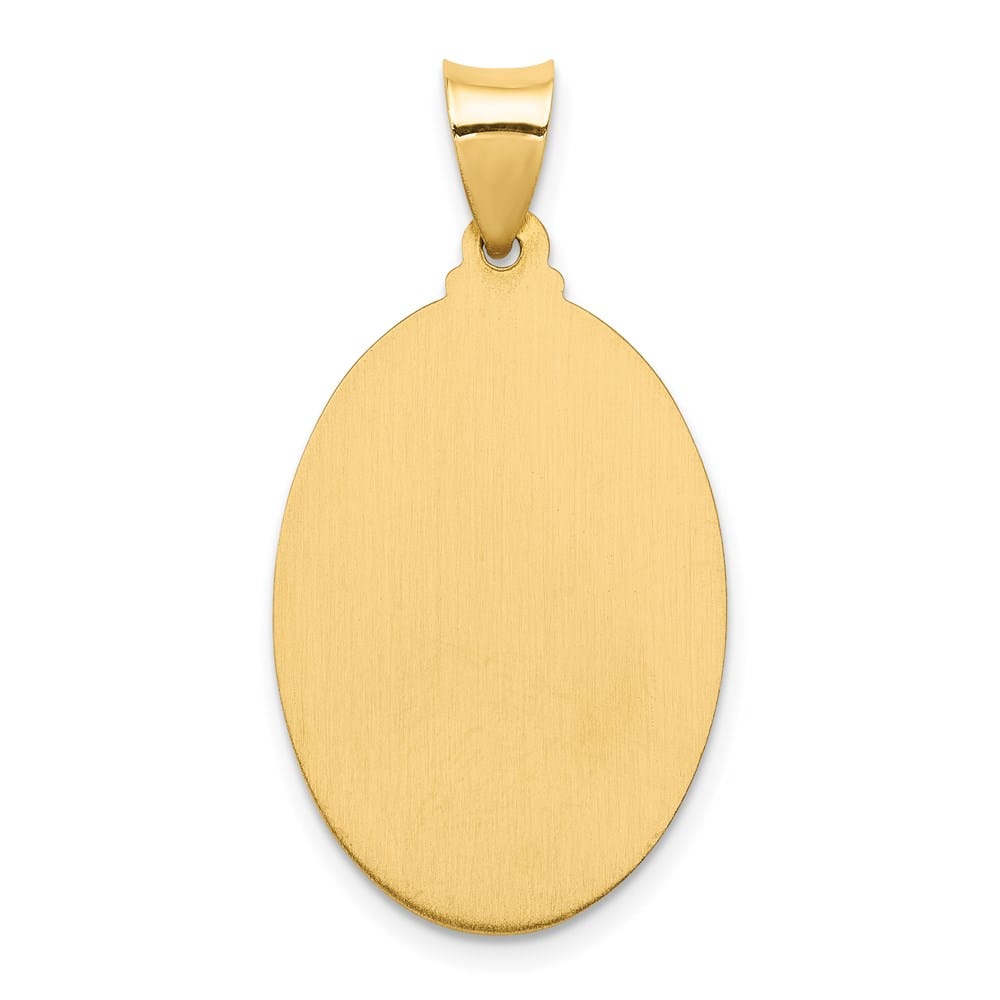 14K Yellow Gold Hollow Sacred Heart of Jesus Oval Medal