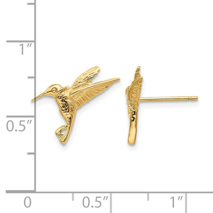 14K Yellow Gold Hummingbird Post 13 x 16 mm Earrings, view 4 of 4