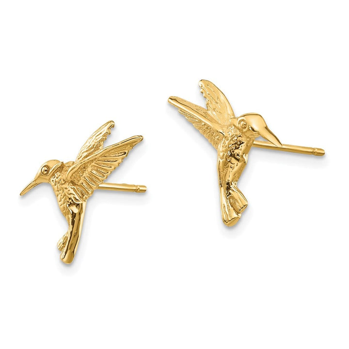 14K Yellow Gold Hummingbird Post 13 x 16 mm Earrings, view 2 of 4