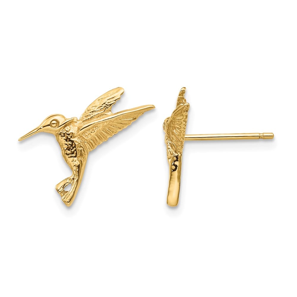 14K Yellow Gold Hummingbird Post 13 x 16 mm Earrings, view 1 of 4
