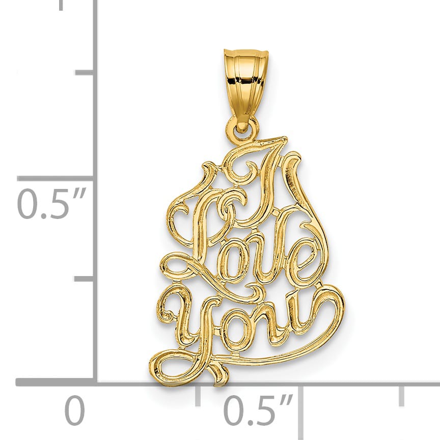 14K Yellow Gold I Love You Script Charm