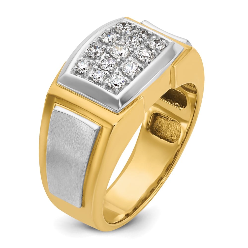 14k Yellow Gold I1 Quality Diamond Cluster Men's Ring