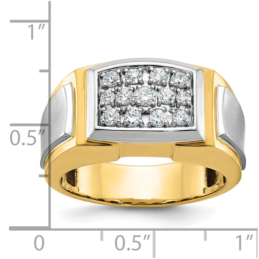 14k Yellow Gold I1 Quality Diamond Cluster Men's Ring