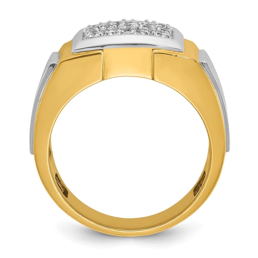 14k Yellow Gold I1 Quality Diamond Cluster Men's Ring