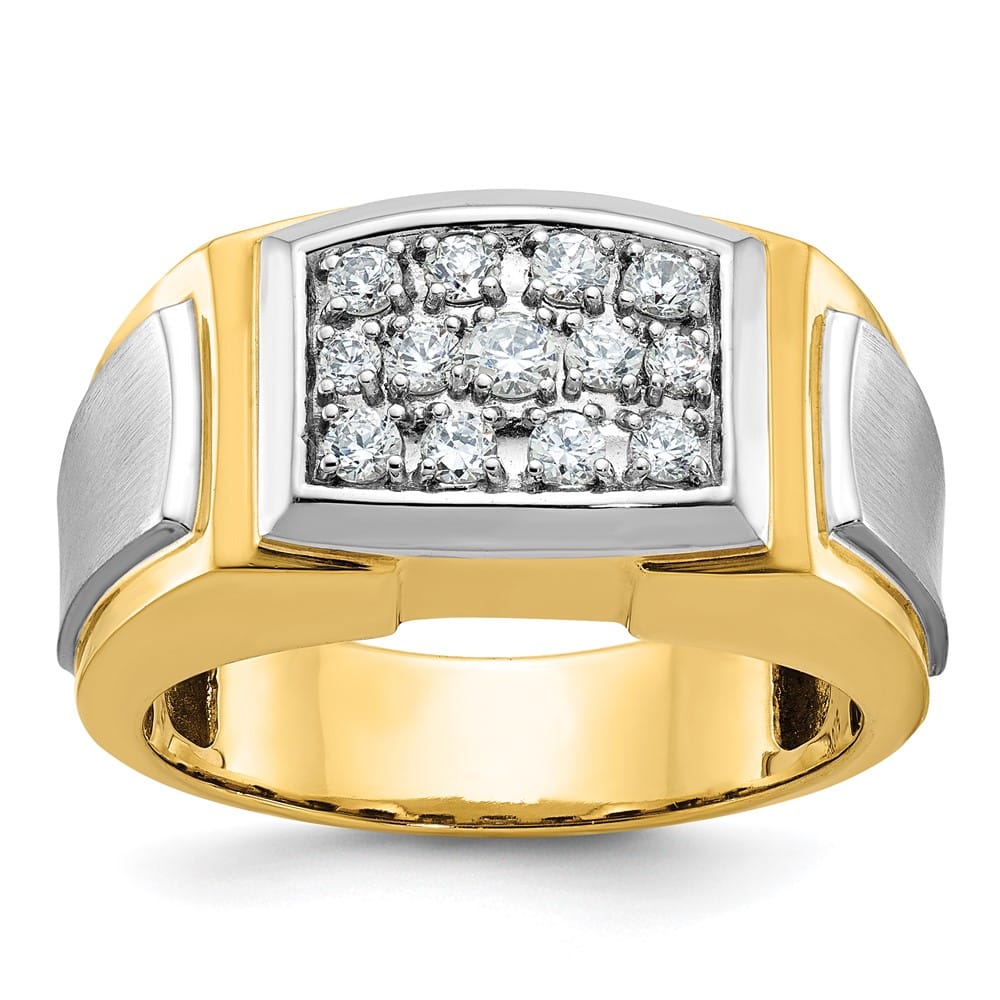 14k Yellow Gold I1 Quality Diamond Cluster Men's Ring