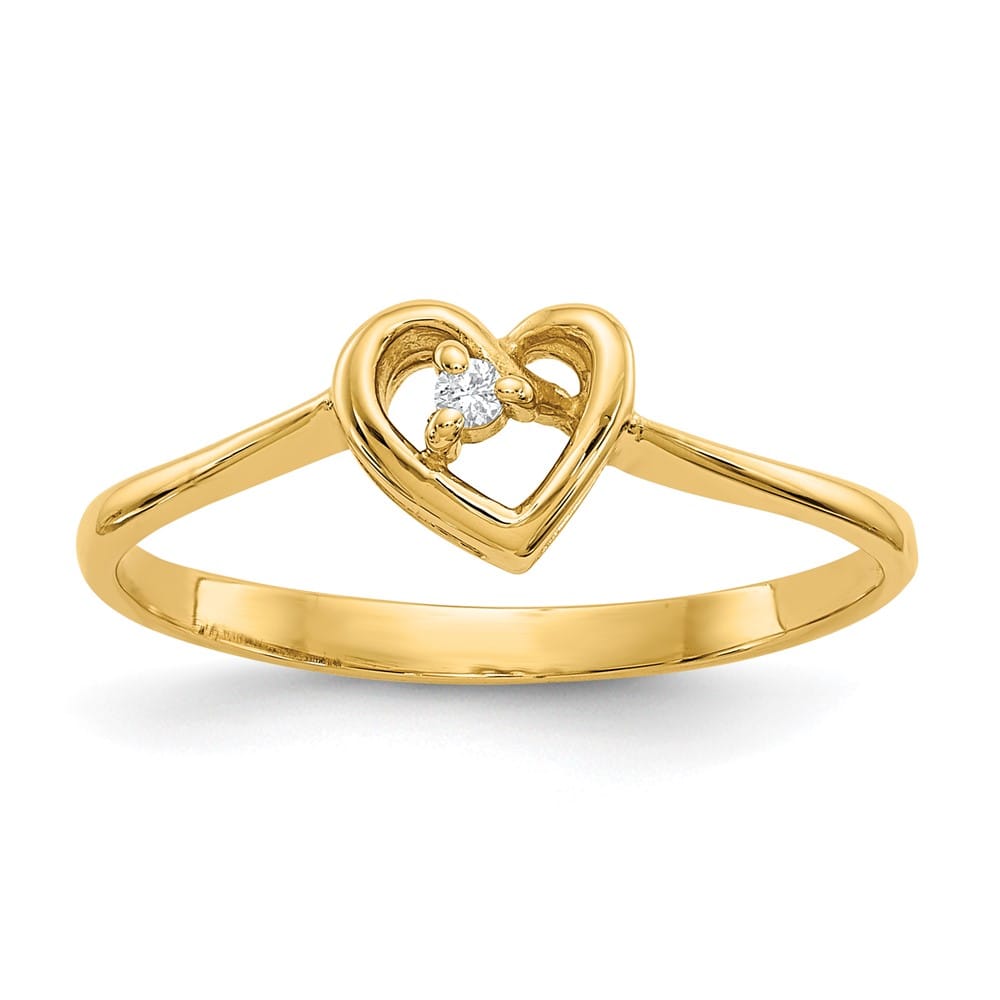 14k Yellow Gold I2 Diamond Heart Ring