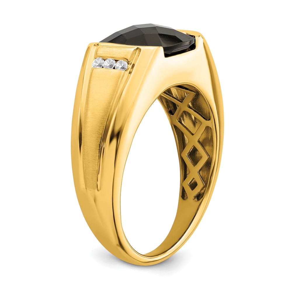 14k Yellow Gold IB Goodman 10 mm Cushion Onyx Diamond Men's Ring Stock Size 10 Ring Are Refundable