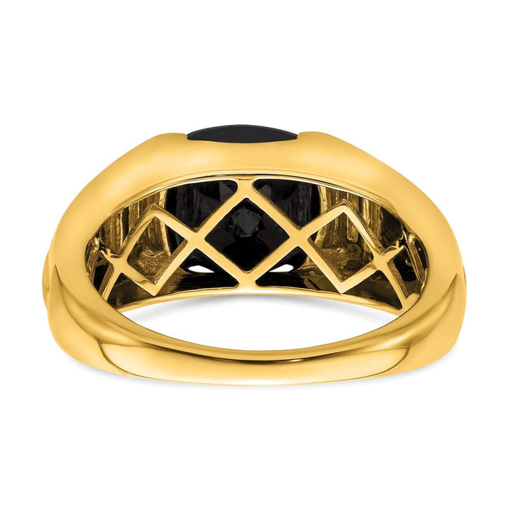 14k Yellow Gold IB Goodman 10 mm Cushion Onyx Diamond Men's Ring Stock Size 10 Ring Are Refundable