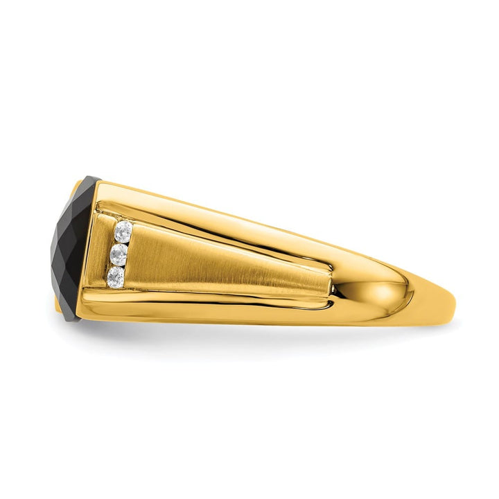 14k Yellow Gold IB Goodman 10 mm Cushion Onyx Diamond Men's Ring Stock Size 10 Ring Are Refundable