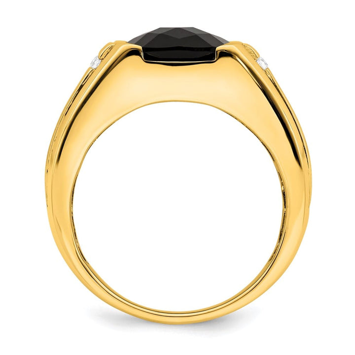 14k Yellow Gold IB Goodman 10 mm Cushion Onyx Diamond Men's Ring Stock Size 10 Ring Are Refundable