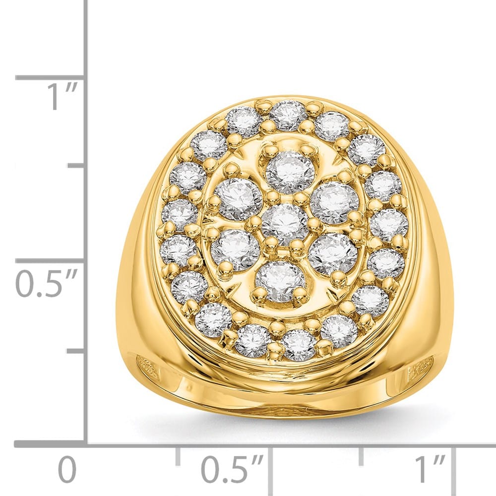14k Yellow Gold IB Goodman 2 Carat SI2/SI3 Diamond Cluster Men's Ring