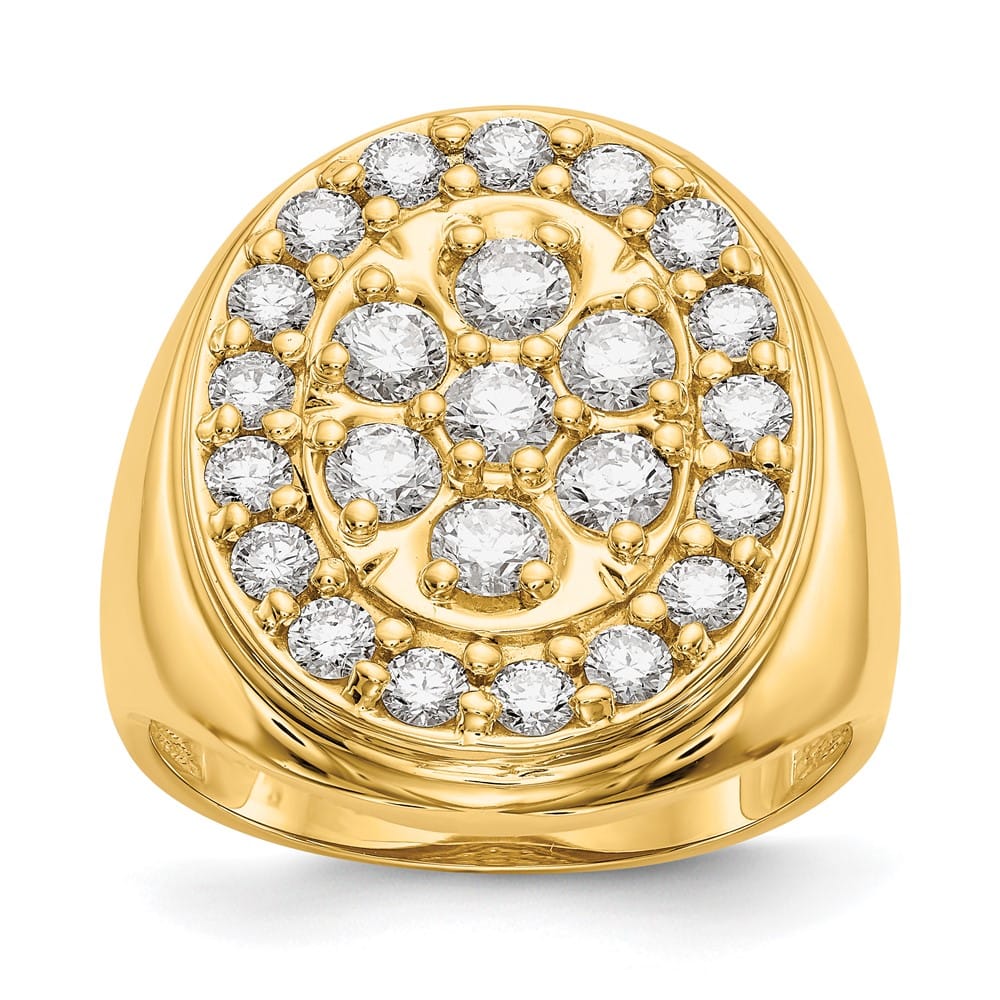 14k Yellow Gold IB Goodman 2 Carat SI2/SI3 Diamond Cluster Men's Ring
