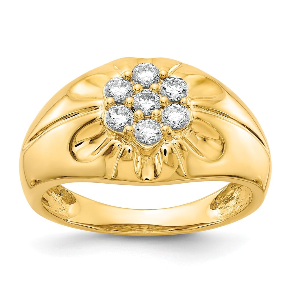 14k Yellow Gold IB Goodman 3/4 Carat Diamond Cluster Men's Ring