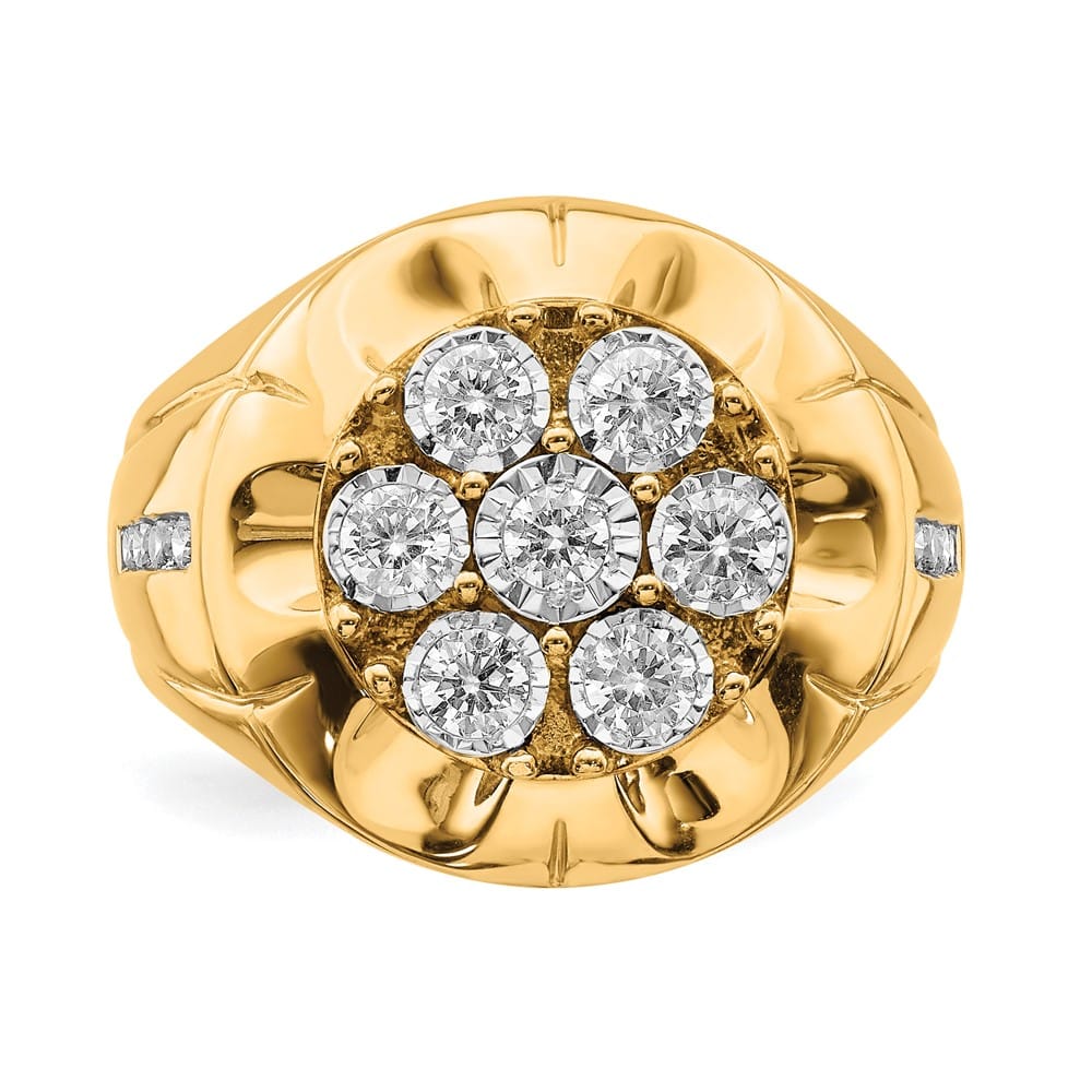 14k Yellow Gold IB Goodman 5/8 Carat Diamond Cluster Men's Ring