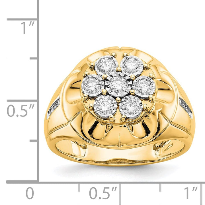 14k Yellow Gold IB Goodman 5/8 Carat Diamond Cluster Men's Ring