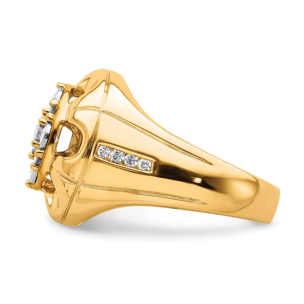 14k Yellow Gold IB Goodman 5/8 Carat Diamond Cluster Men's Ring