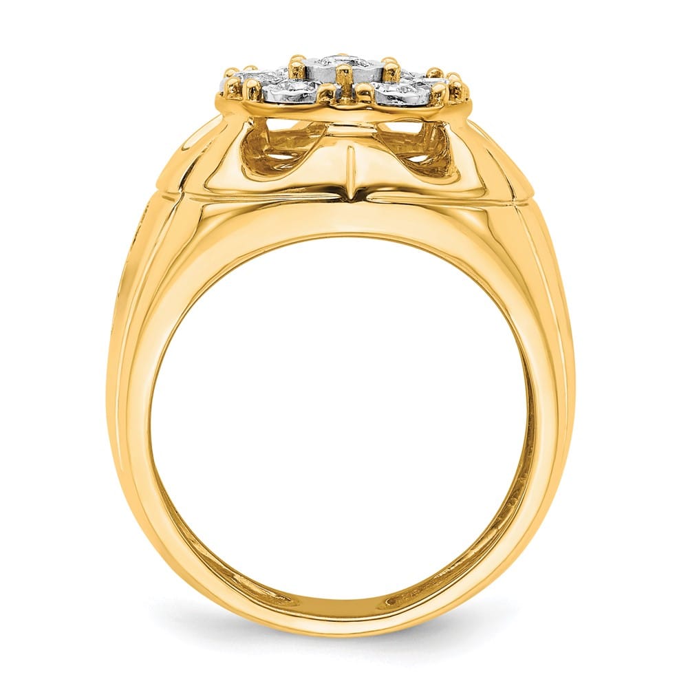 14k Yellow Gold IB Goodman 5/8 Carat Diamond Cluster Men's Ring