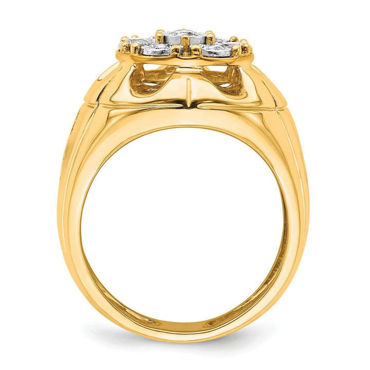 14k Yellow Gold IB Goodman 5/8 Carat Diamond Cluster Men's Ring