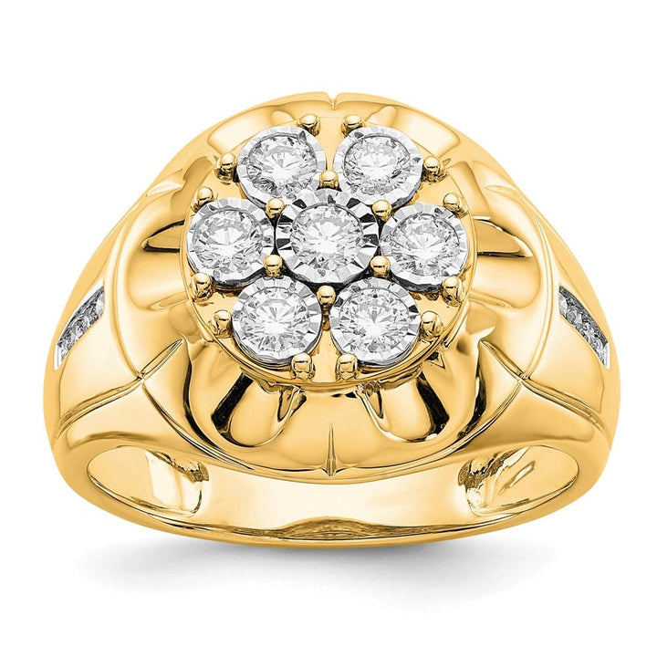 14k Yellow Gold IB Goodman 5/8 Carat Diamond Cluster Men's Ring
