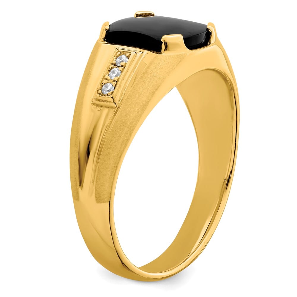 14k Yellow Gold IB Goodman 8 mm Octagon Onyx Diamond Men's Ring