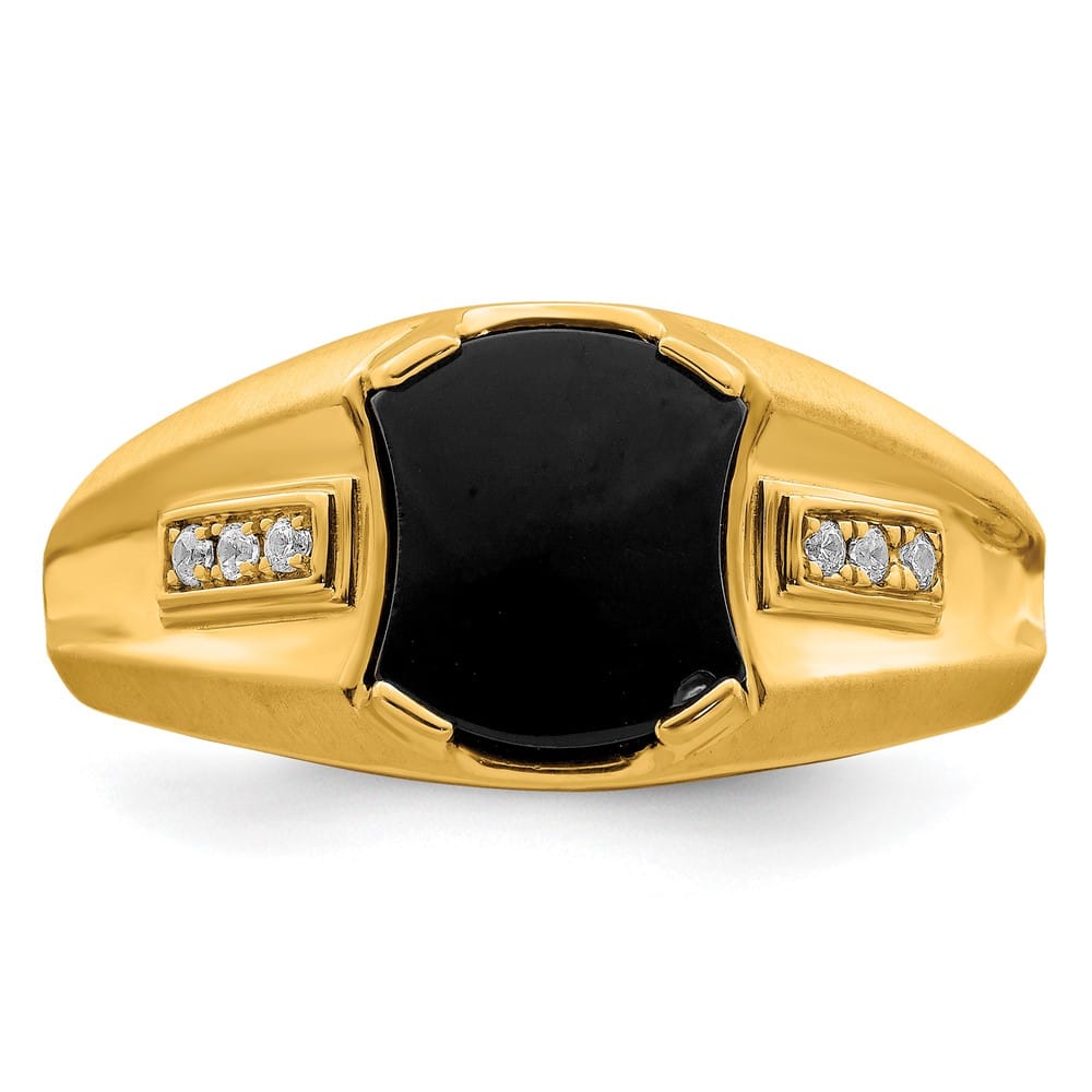 14k Yellow Gold IB Goodman 8 mm Octagon Onyx Diamond Men's Ring