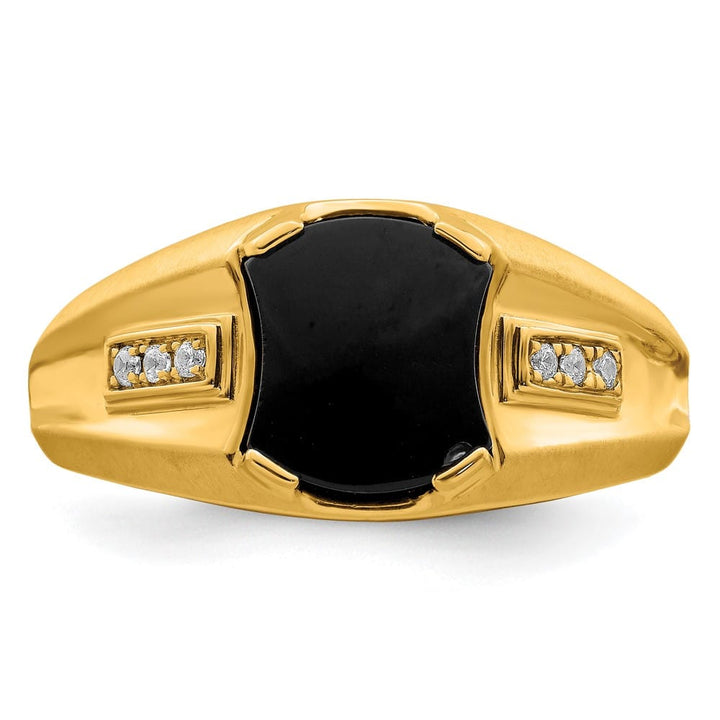 14k Yellow Gold IB Goodman 8 mm Octagon Onyx Diamond Men's Ring