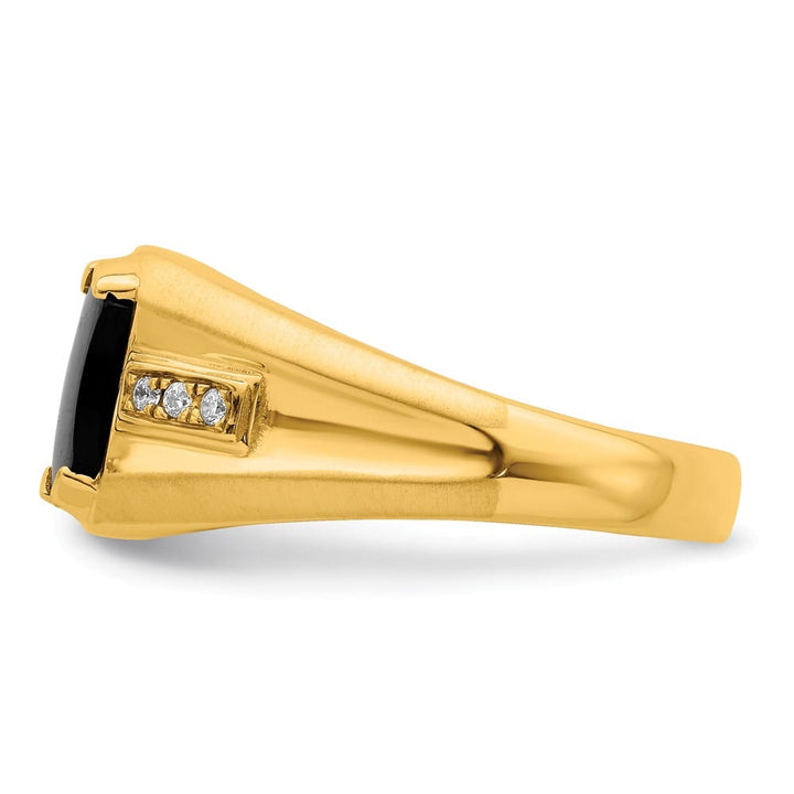 14k Yellow Gold IB Goodman 8 mm Octagon Onyx Diamond Men's Ring