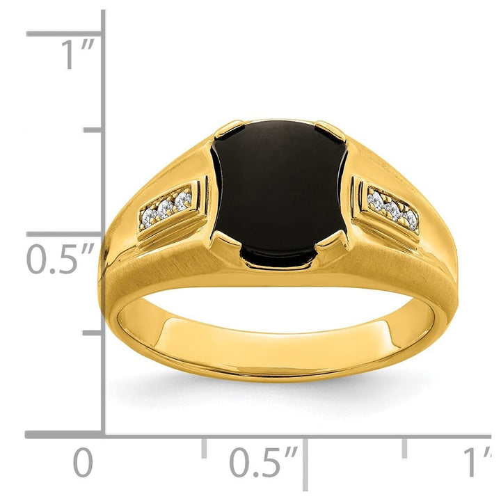 14k Yellow Gold IB Goodman 8 mm Octagon Onyx Diamond Men's Ring
