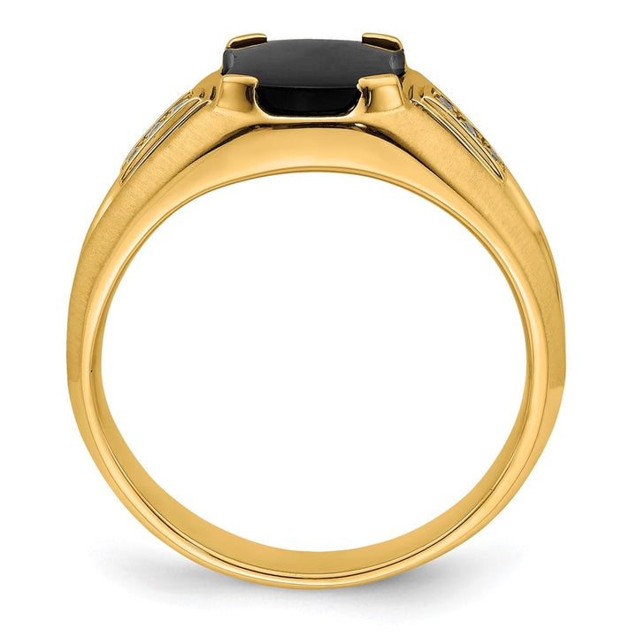 14k Yellow Gold IB Goodman 8 mm Octagon Onyx Diamond Men's Ring
