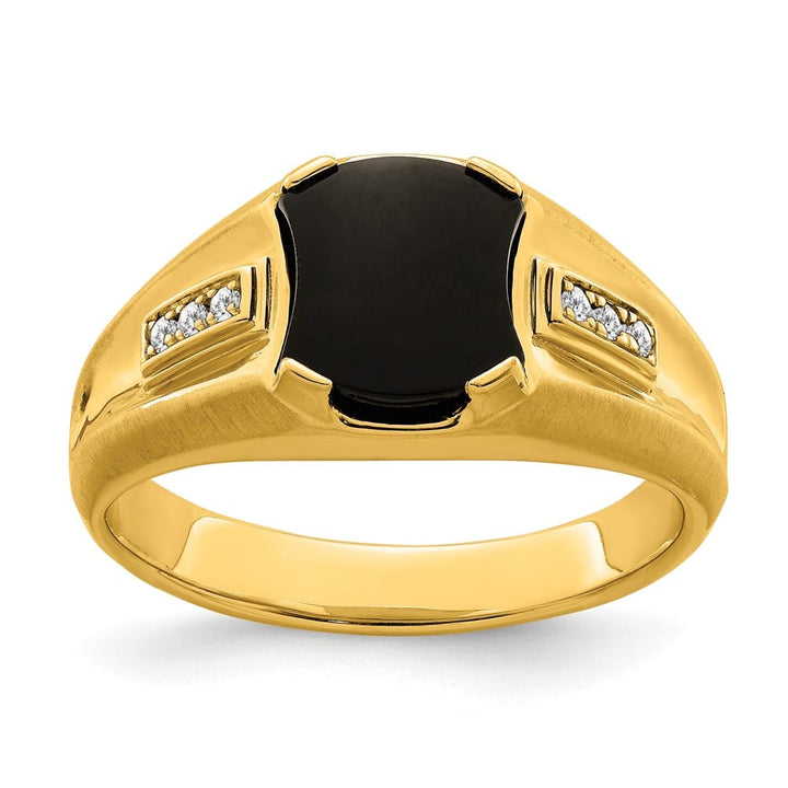 14k Yellow Gold IB Goodman 8 mm Octagon Onyx Diamond Men's Ring