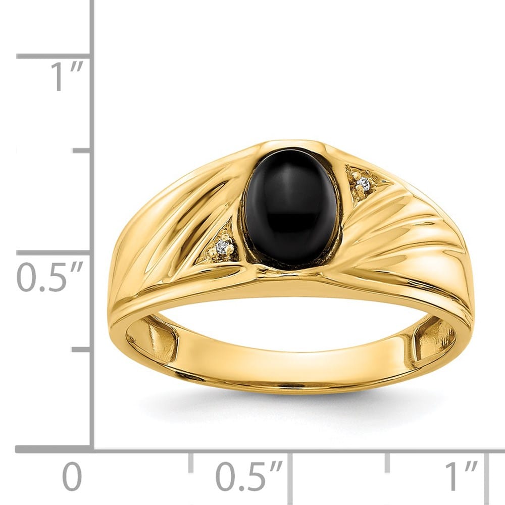 14k Yellow Gold IB Goodman 8x6 Oval Onyx Cabochon Diamond SI2/SI3 Ring
