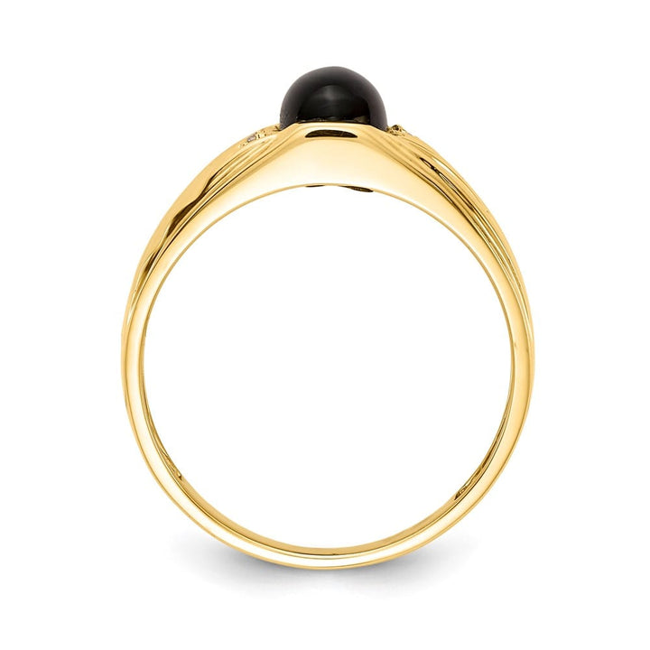 14k Yellow Gold IB Goodman 8x6 Oval Onyx Cabochon Diamond SI2/SI3 Ring
