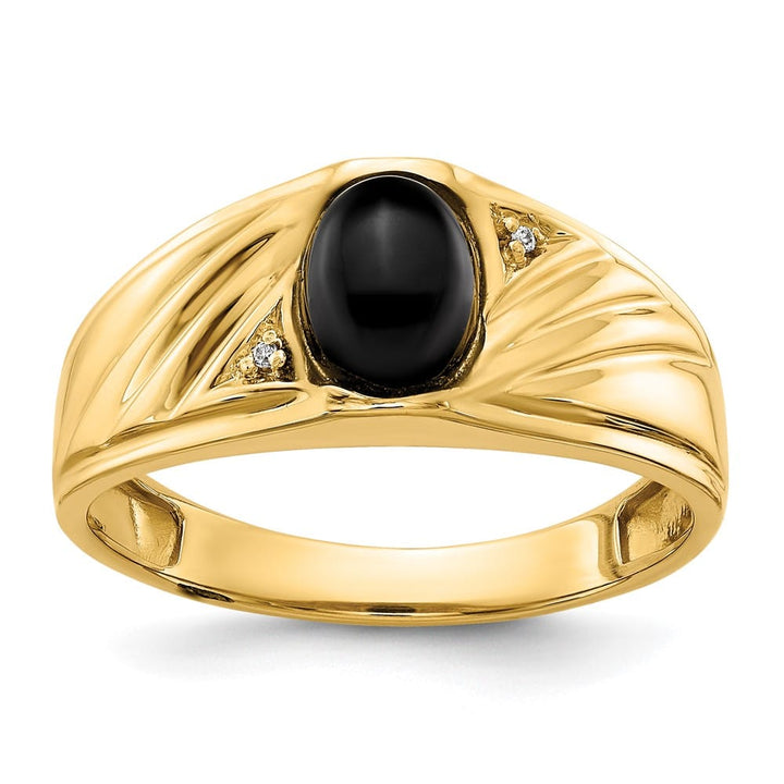14k Yellow Gold IB Goodman 8x6 Oval Onyx Cabochon Diamond SI2/SI3 Ring