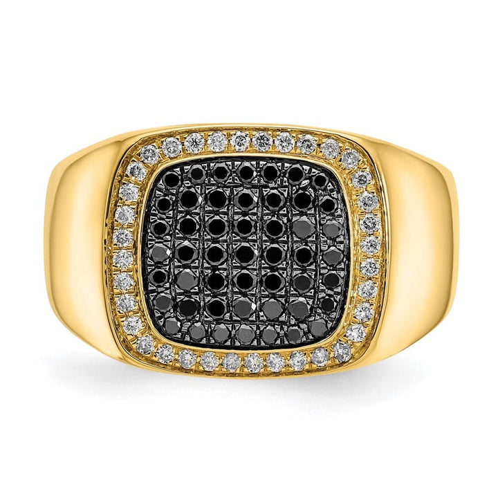 14k Yellow Gold IB Goodman Black and White Diamond Cluster Men's Ring