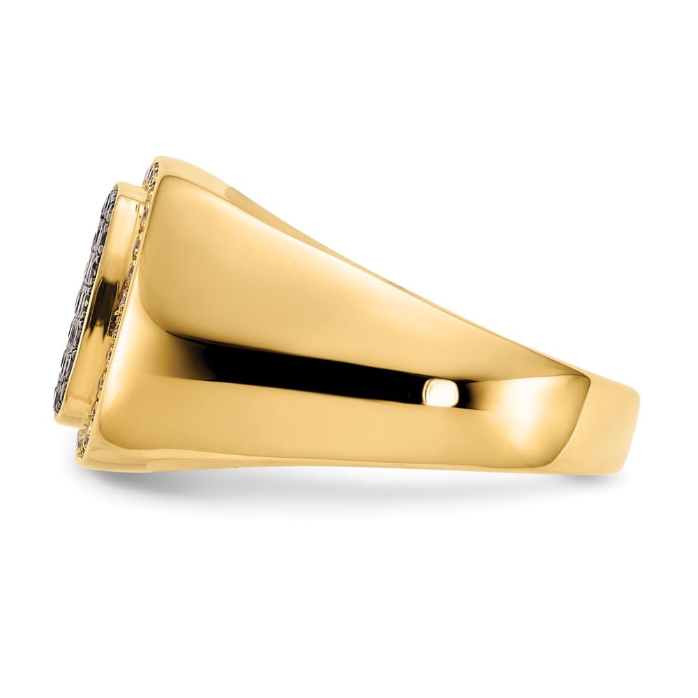14k Yellow Gold IB Goodman Black and White Diamond Cluster Men's Ring