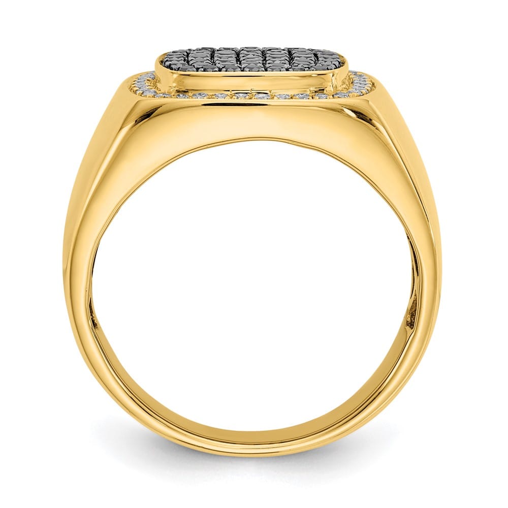 14k Yellow Gold IB Goodman Black and White Diamond Cluster Men's Ring
