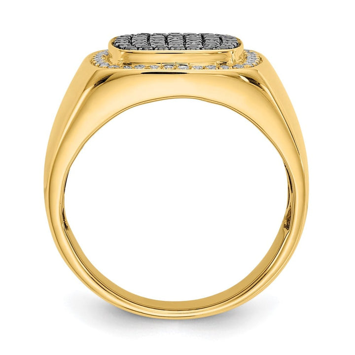 14k Yellow Gold IB Goodman Black and White Diamond Cluster Men's Ring