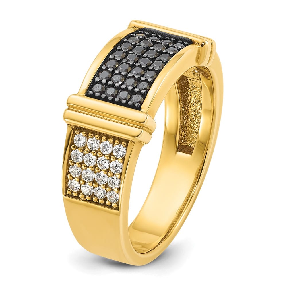 14k Yellow Gold IB Goodman Black and White Diamond Men's Ring