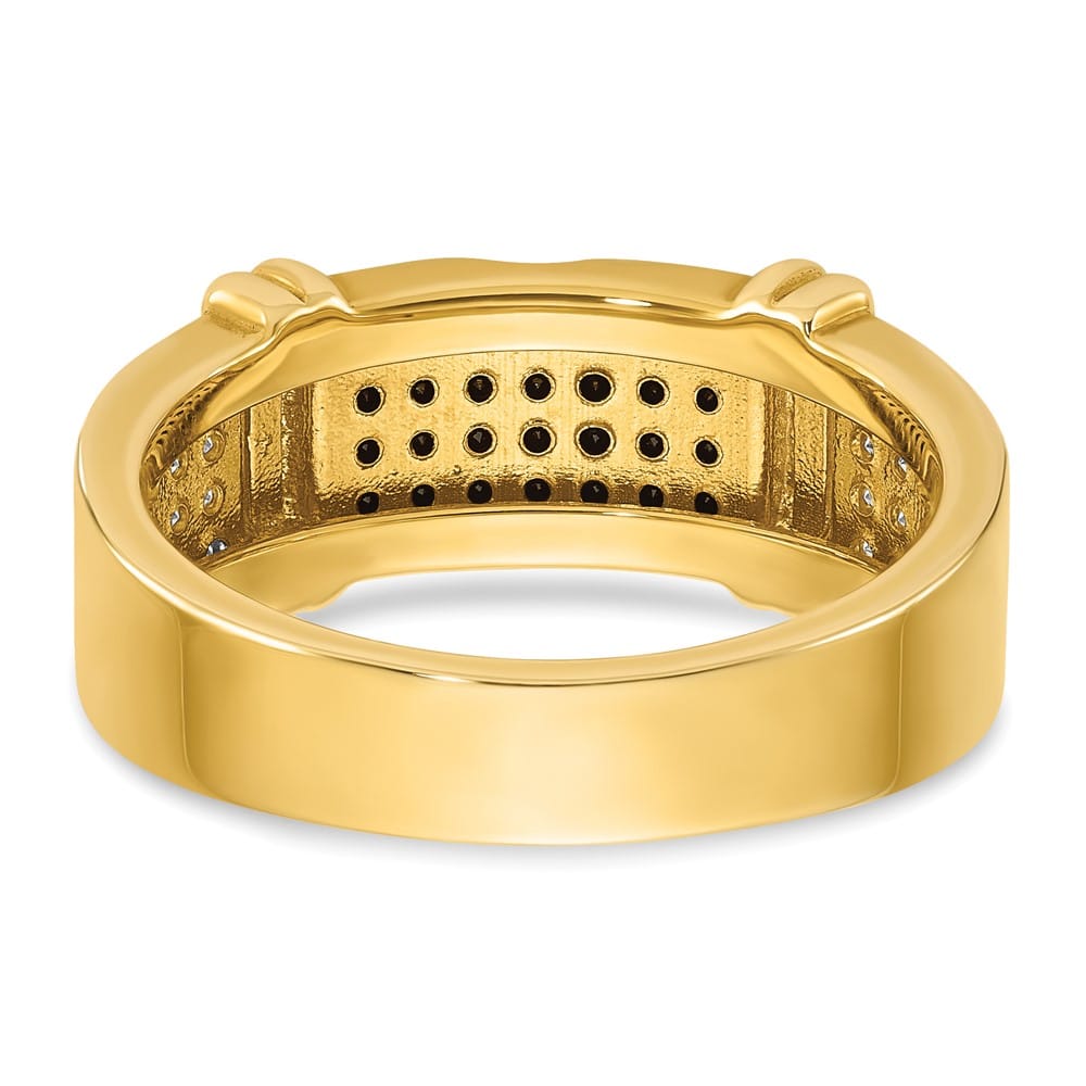 14k Yellow Gold IB Goodman Black and White Diamond Men's Ring