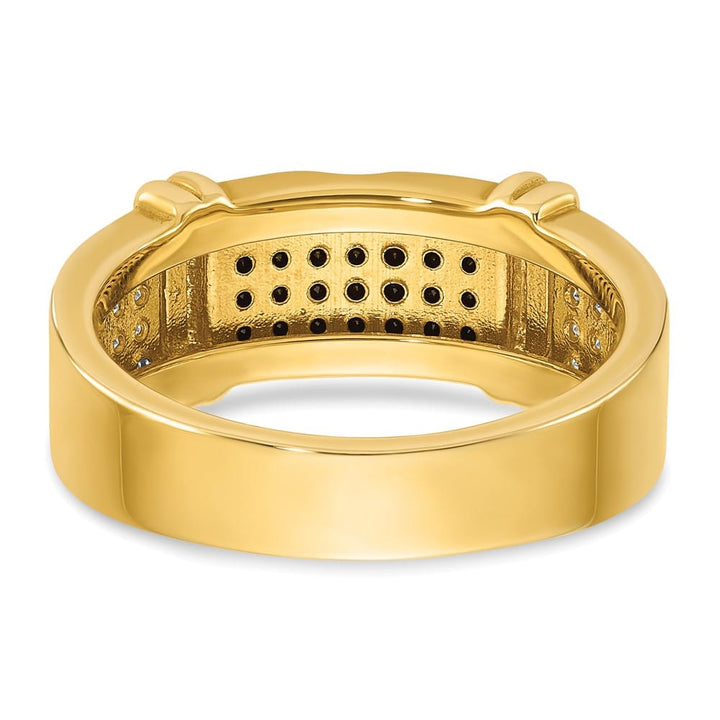 14k Yellow Gold IB Goodman Black and White Diamond Men's Ring