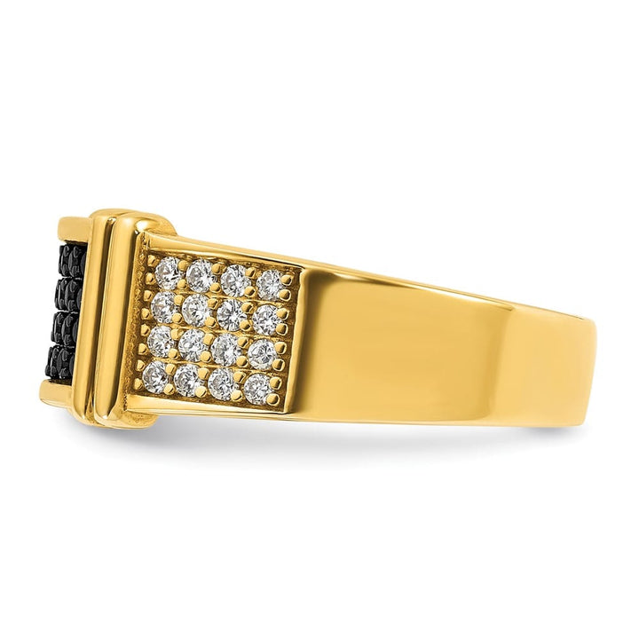 14k Yellow Gold IB Goodman Black and White Diamond Men's Ring