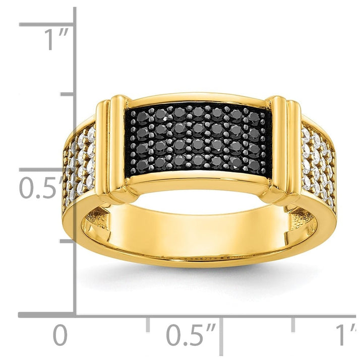 14k Yellow Gold IB Goodman Black and White Diamond Men's Ring