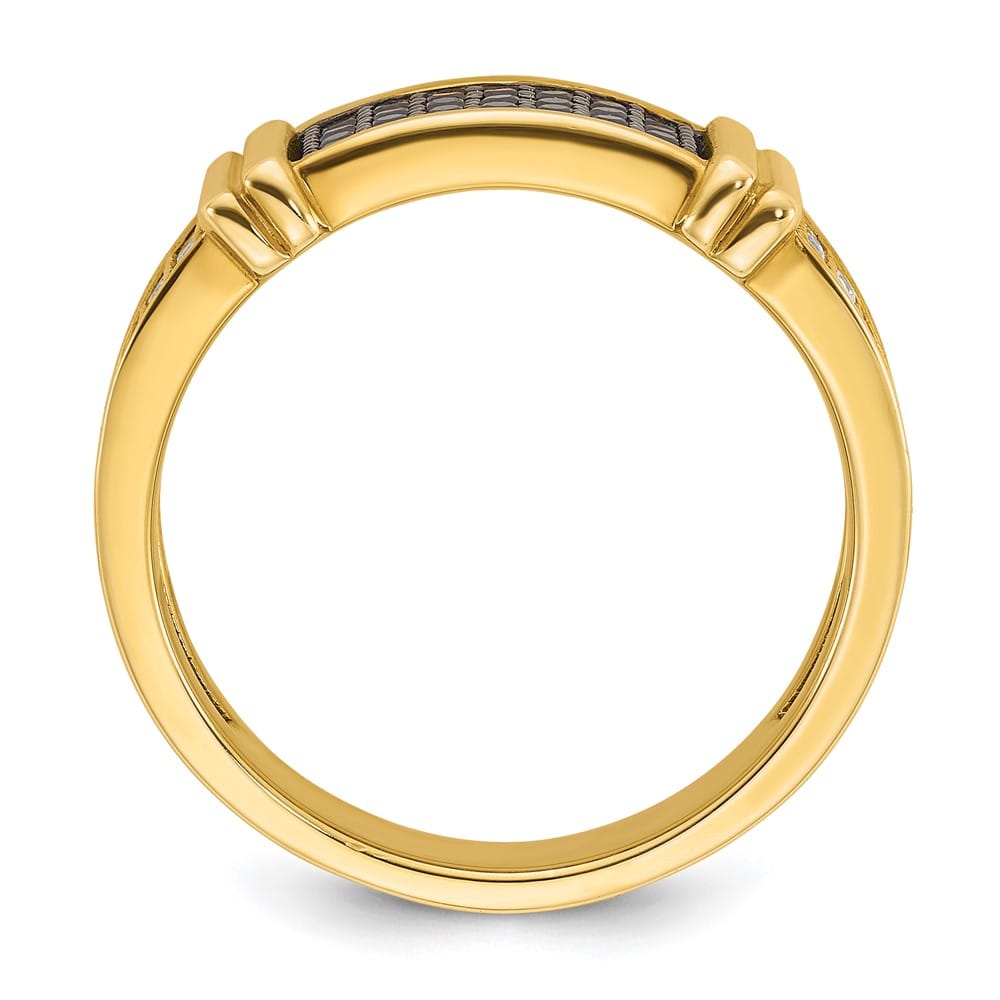 14k Yellow Gold IB Goodman Black and White Diamond Men's Ring