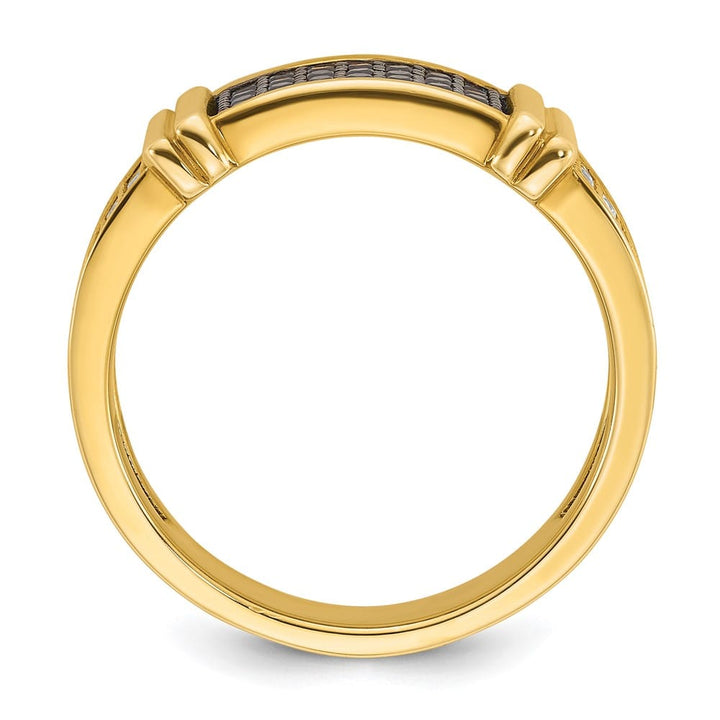 14k Yellow Gold IB Goodman Black and White Diamond Men's Ring
