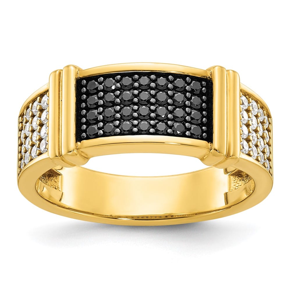 14k Yellow Gold IB Goodman Black and White Diamond Men's Ring